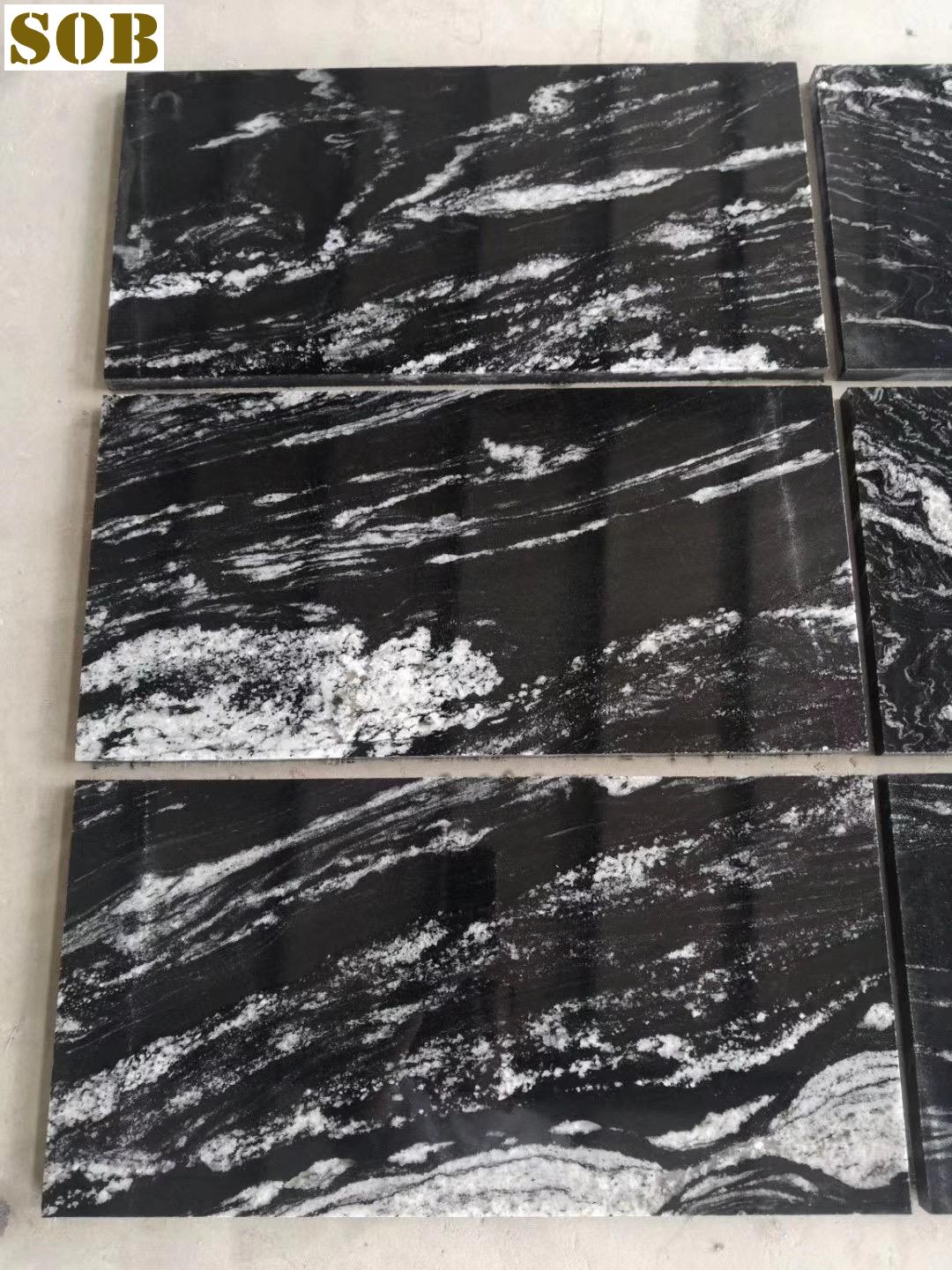 Nero Fantasy Polished Black Granite Tiles