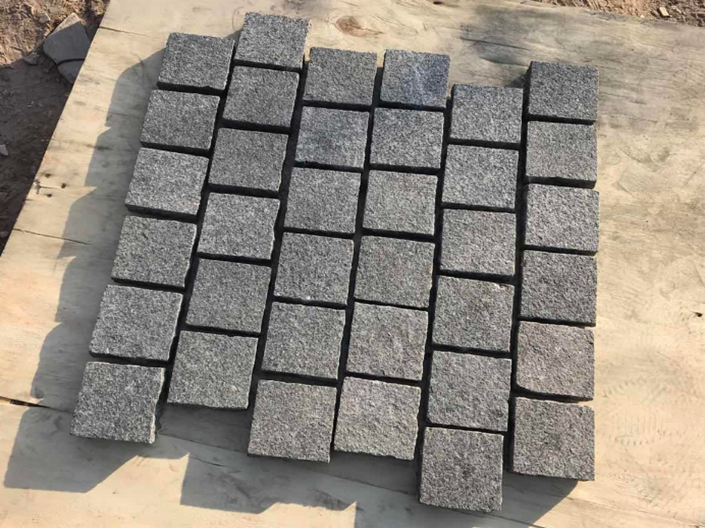 Ken Black Granite Cobblestone on Mesh