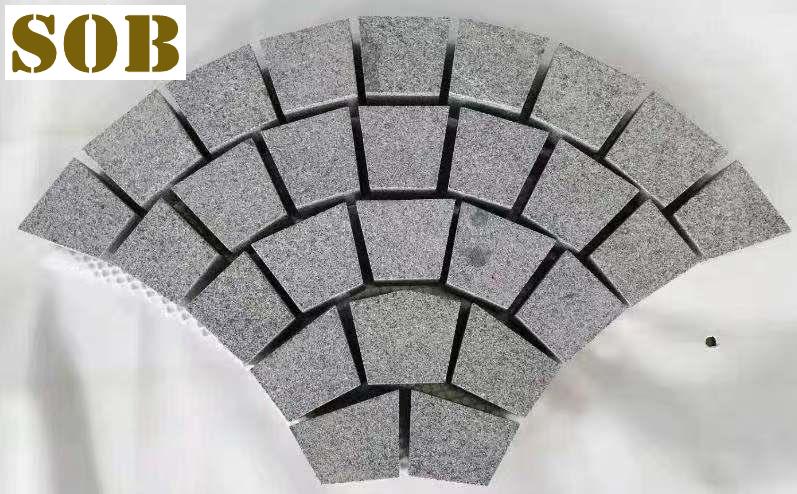New G654 Dark Grey Granite Fan Pattern Cobble Stone