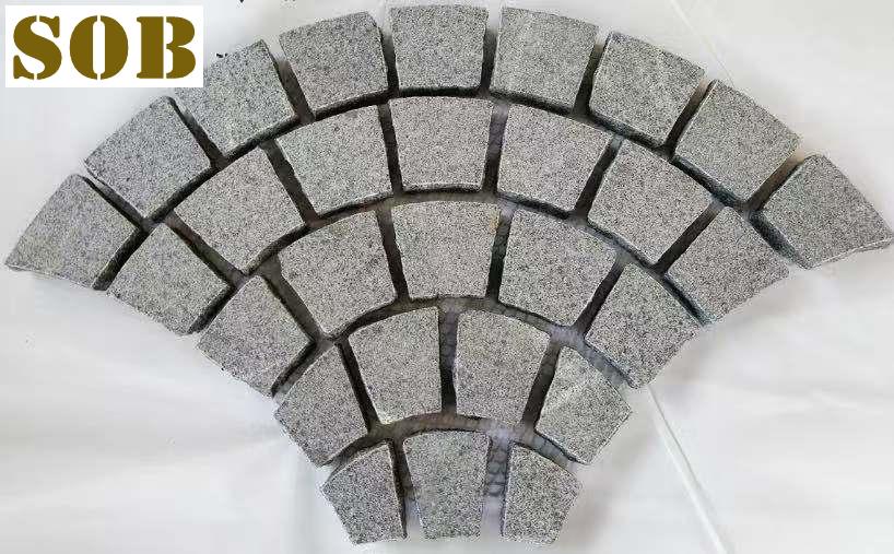 New G654 Dark Grey Granite Fan Pattern Cobble Stone