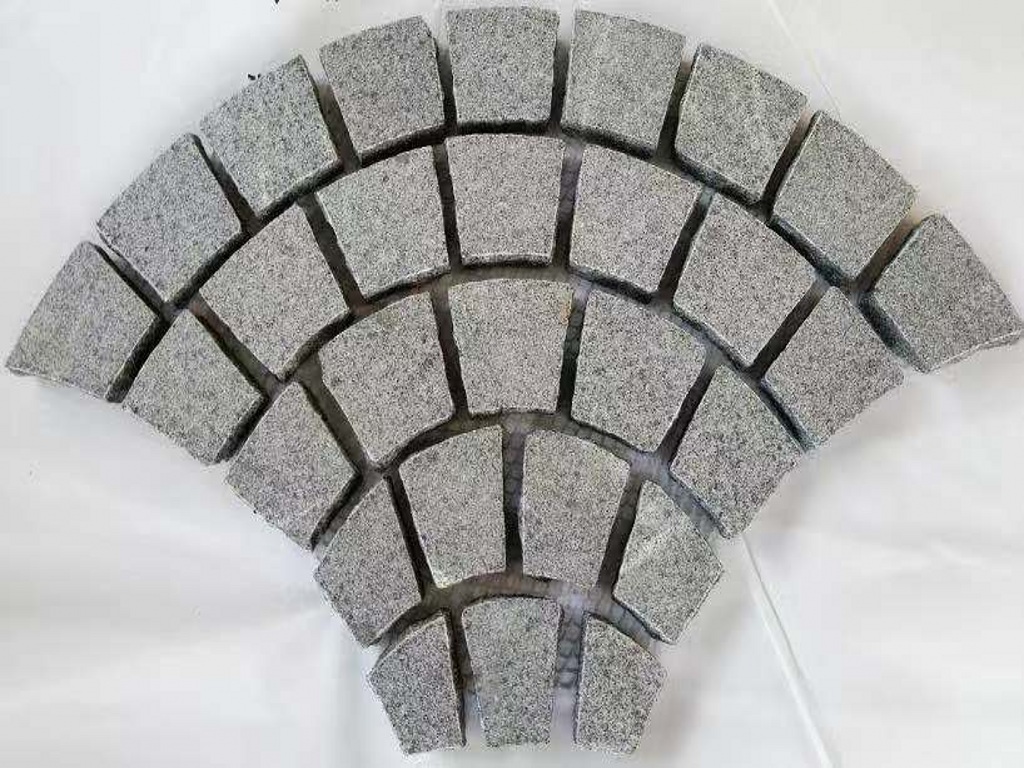 New G654 Dark Grey Granite Fan Pattern Cobble Stone