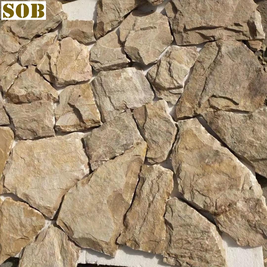 FS-07 Chiselled Edges Yellow Slate Stone Cladding Veneers