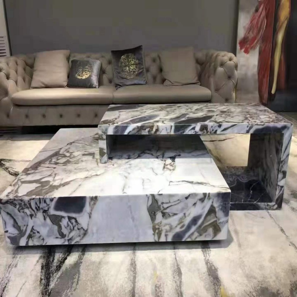 Calacatta Blue Marble Cube Stone Coffee Table