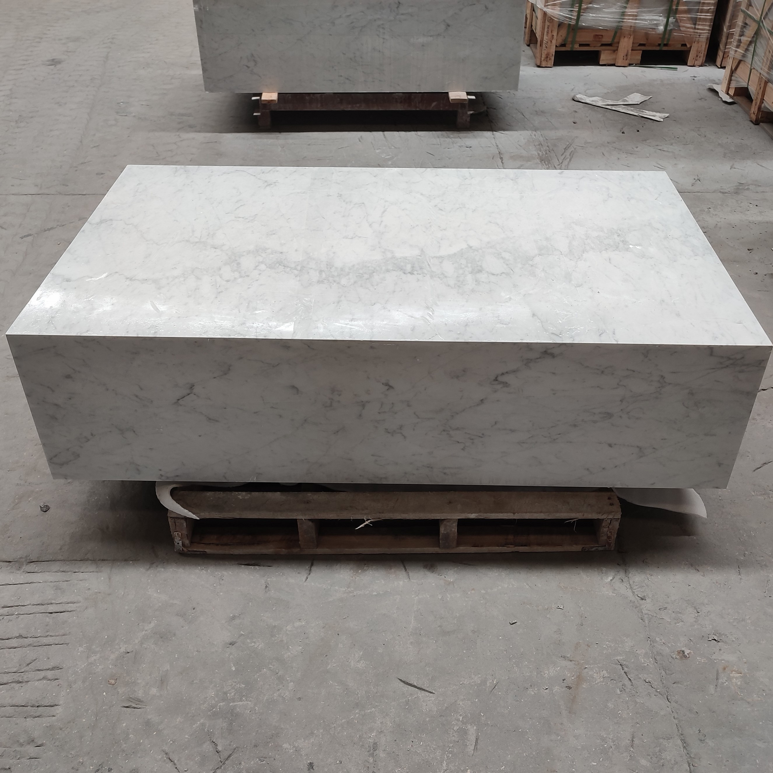 Carrara White Marble Cube Coffee Table for Living Room