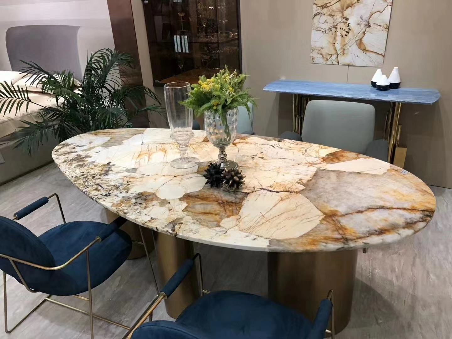 Custom Luxury Patagonia Marble Stone Coffee Table