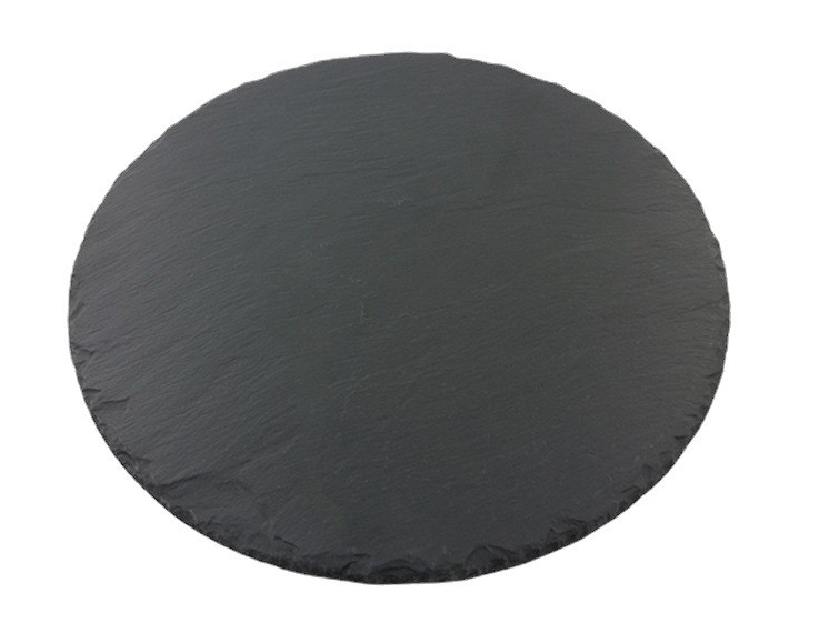 Round Black Slate Food Plate Cutting Board