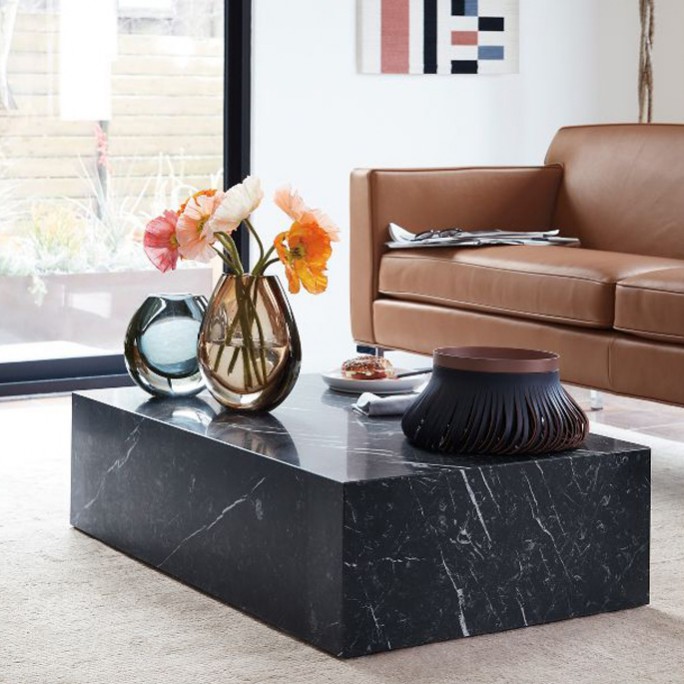 Black Marquina Marble Natural Stone Cubes Coffee Table