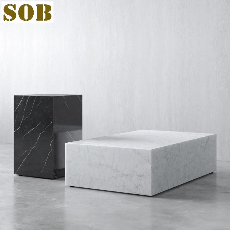Carrara White Marble Cubes Coffee Table