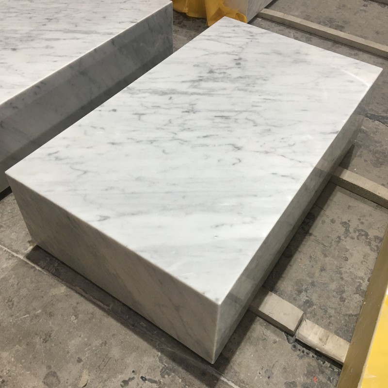 Carrara White Marble Cube Coffee Table for Living Room