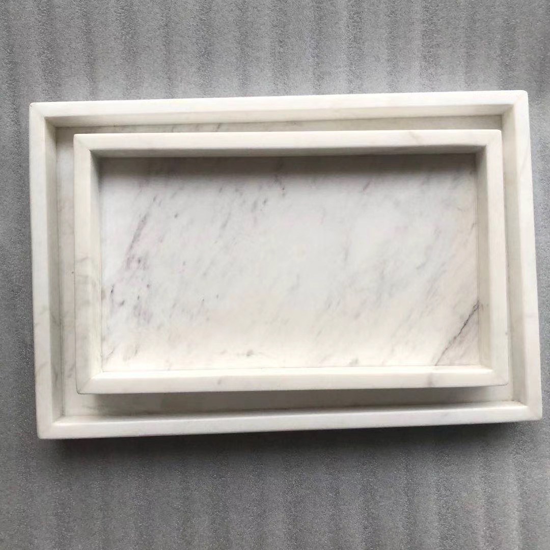 Carrara White Marble Rectangular Tray