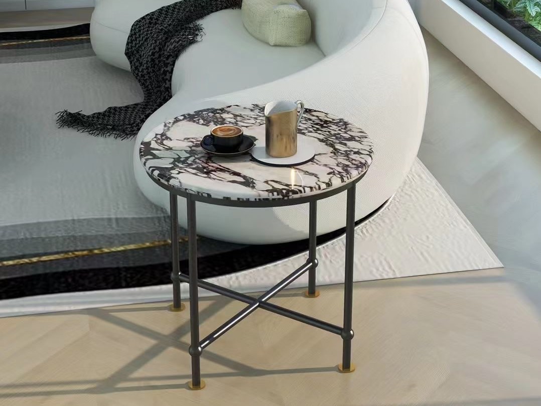 Minimal Calacatta Viola Marble Side Table