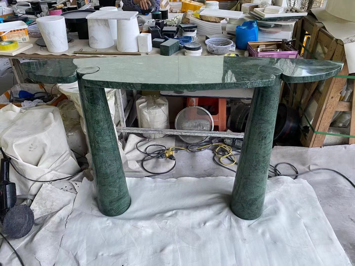 Custom Green Marble Console Table