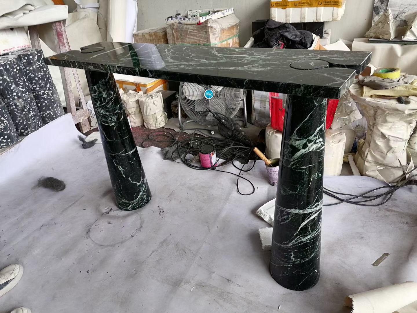 Custom Green Marble Console Tables