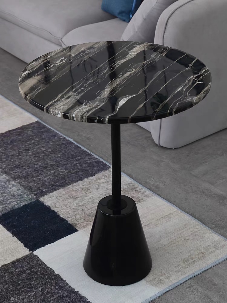 Black Natural Marble End Table