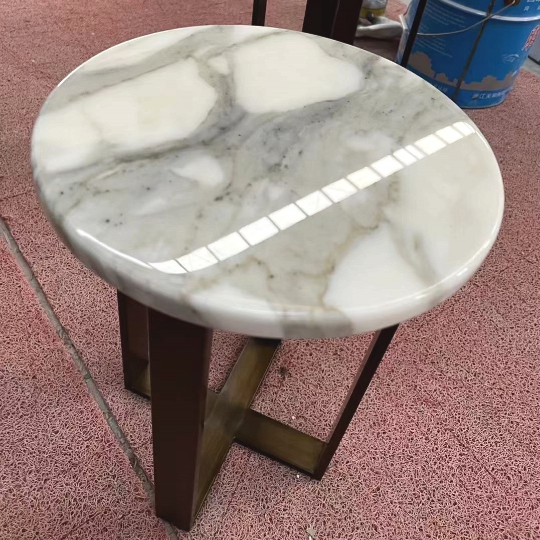 Custom Round White Marble Coffee Table