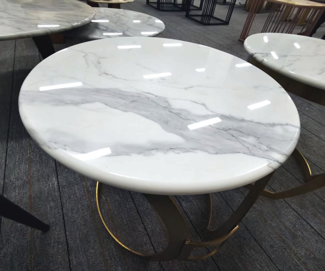 Luxury White Marble Coffee Table for Living Room 