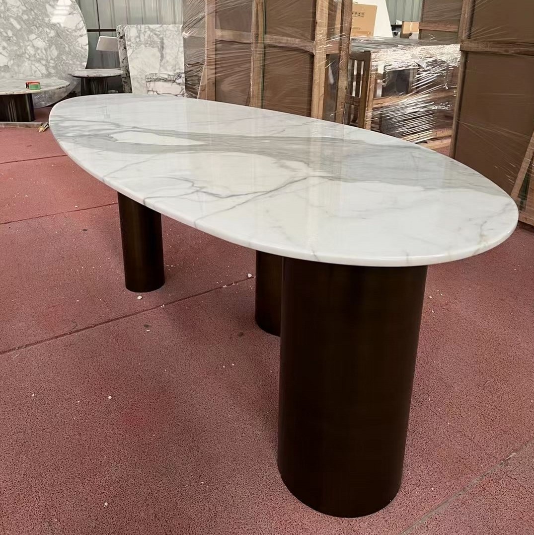 Custom Luxury White Marble Dining Table