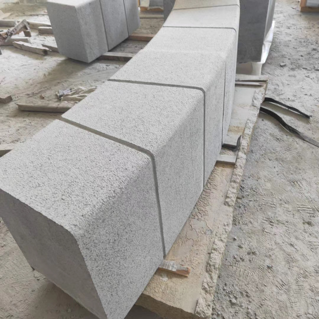 Silver Grey Granite Curved Outdoor Seats 