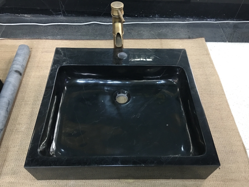 Black Marquina Square Marble Basins