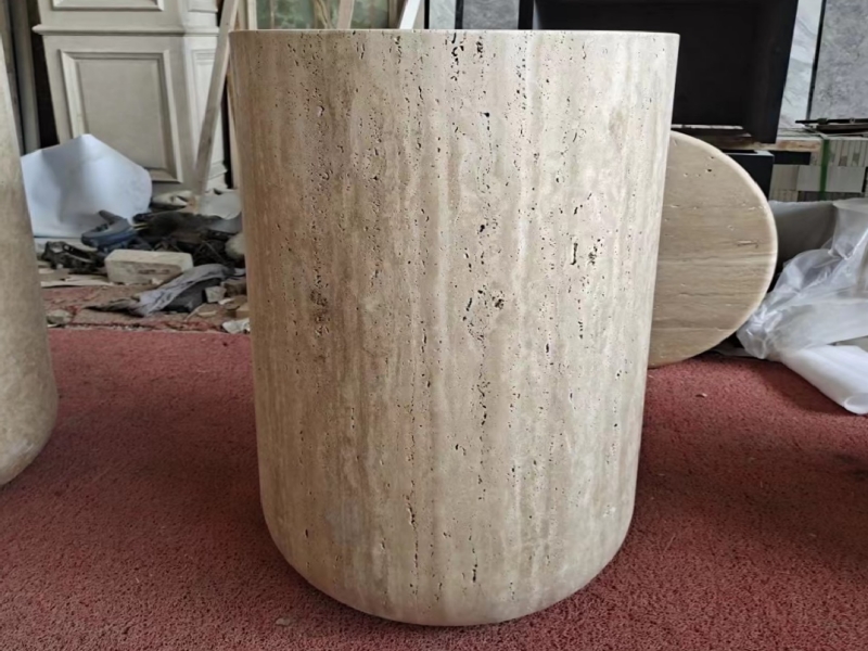 Beige Travertine Pedestal Wash Basin