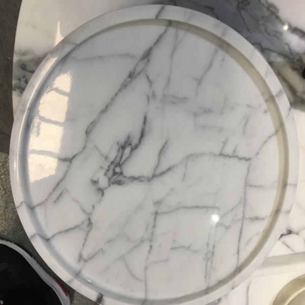 Round White Marble Tray