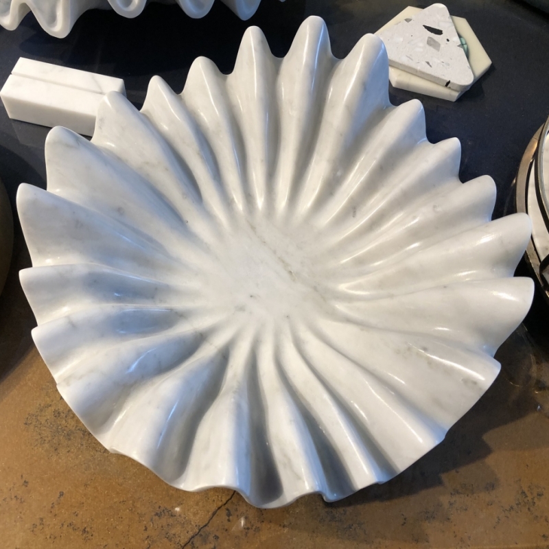 Carrara White Marble Ruffles Dish