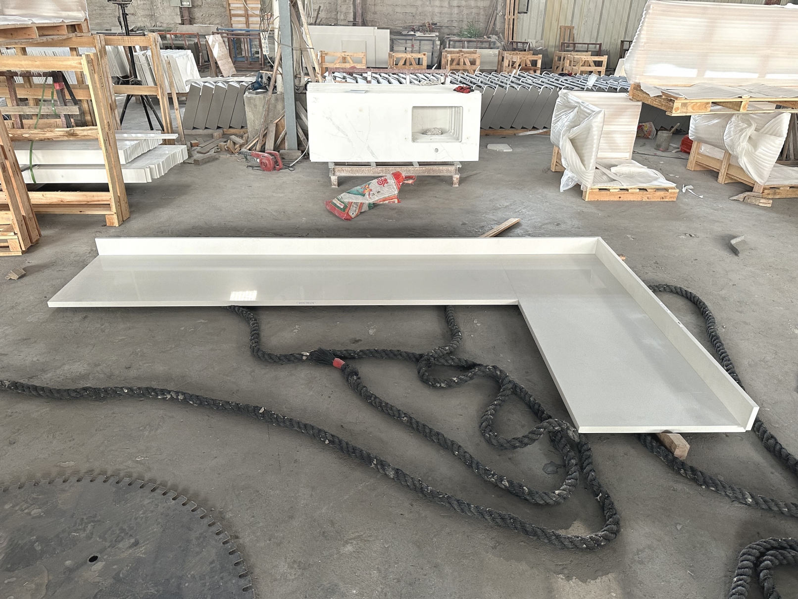 Woven Wool NQ09 White Quartz Kitchen Countertops