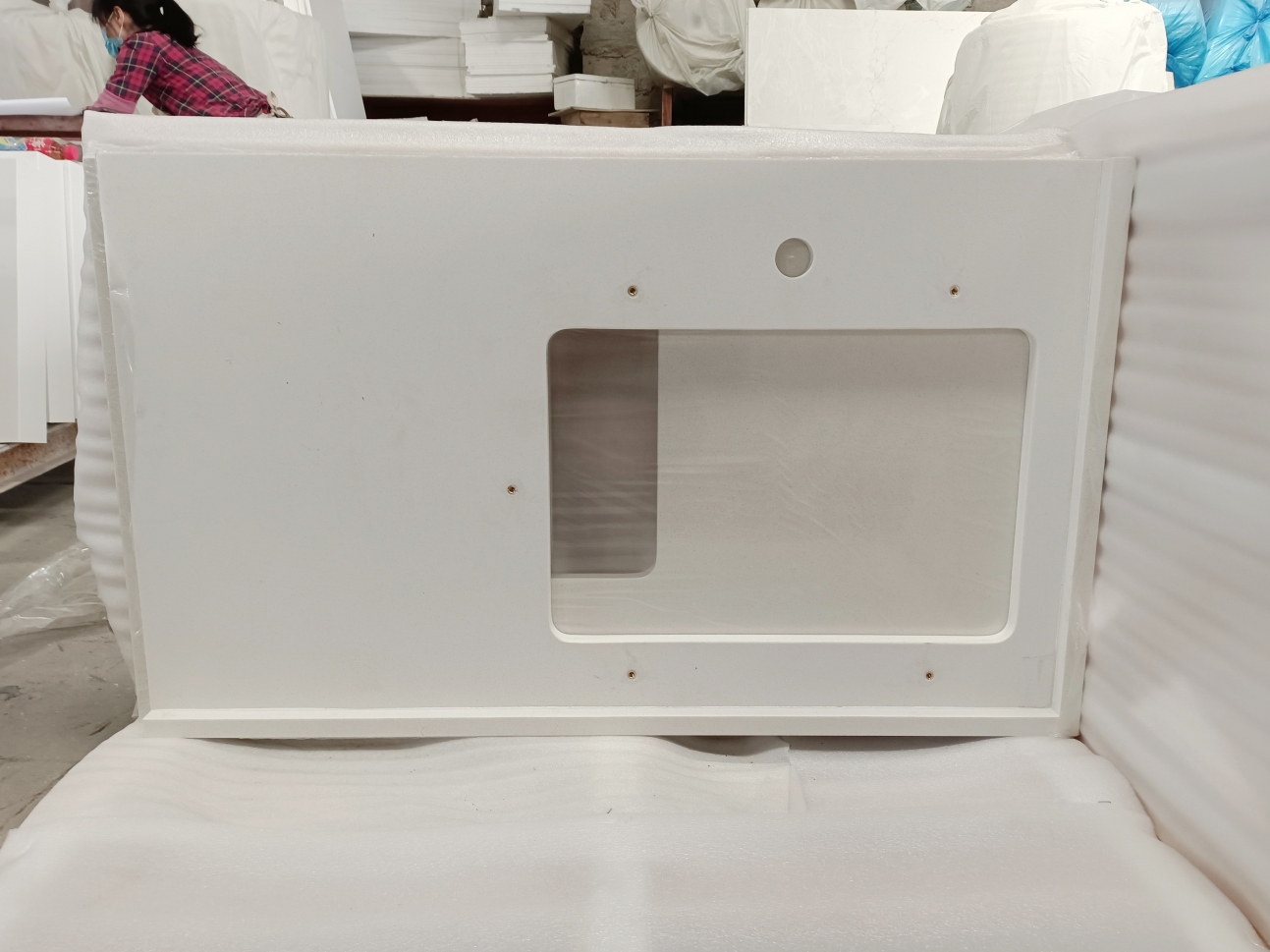 Woven Wool NQ09 White Quartz Vanity Tops